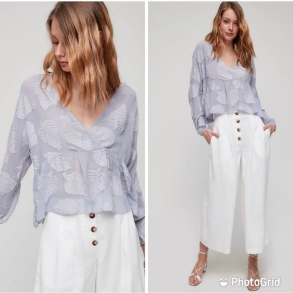 Aritzia Tops - ARITZIA | Wilfred Augustine blouse lilac jacquard sz XXS